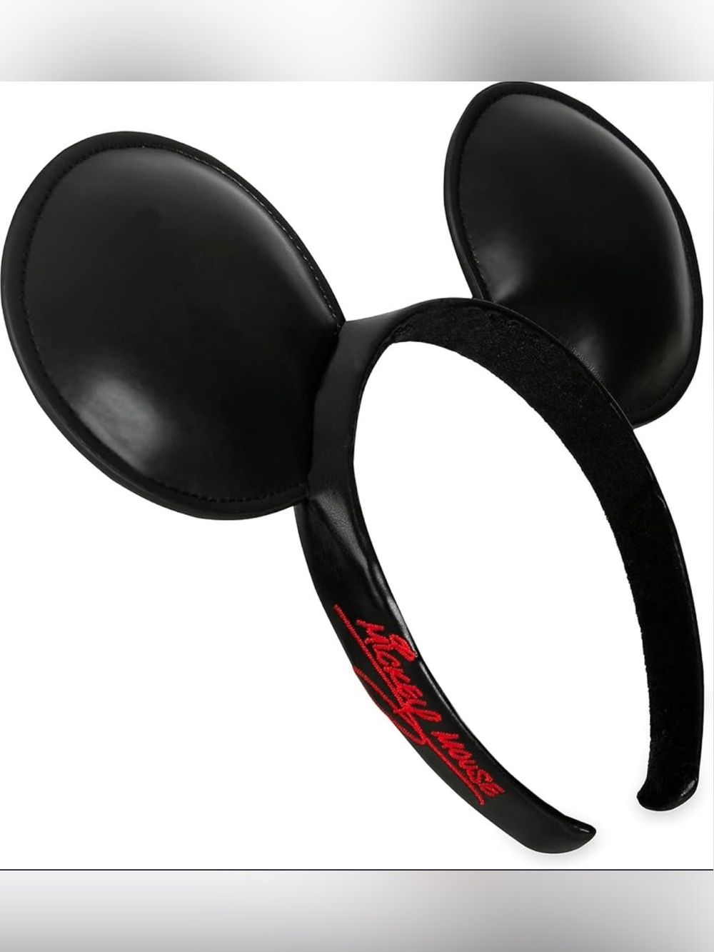 Disney Black Mickey Ear Headband with Red Script Accent